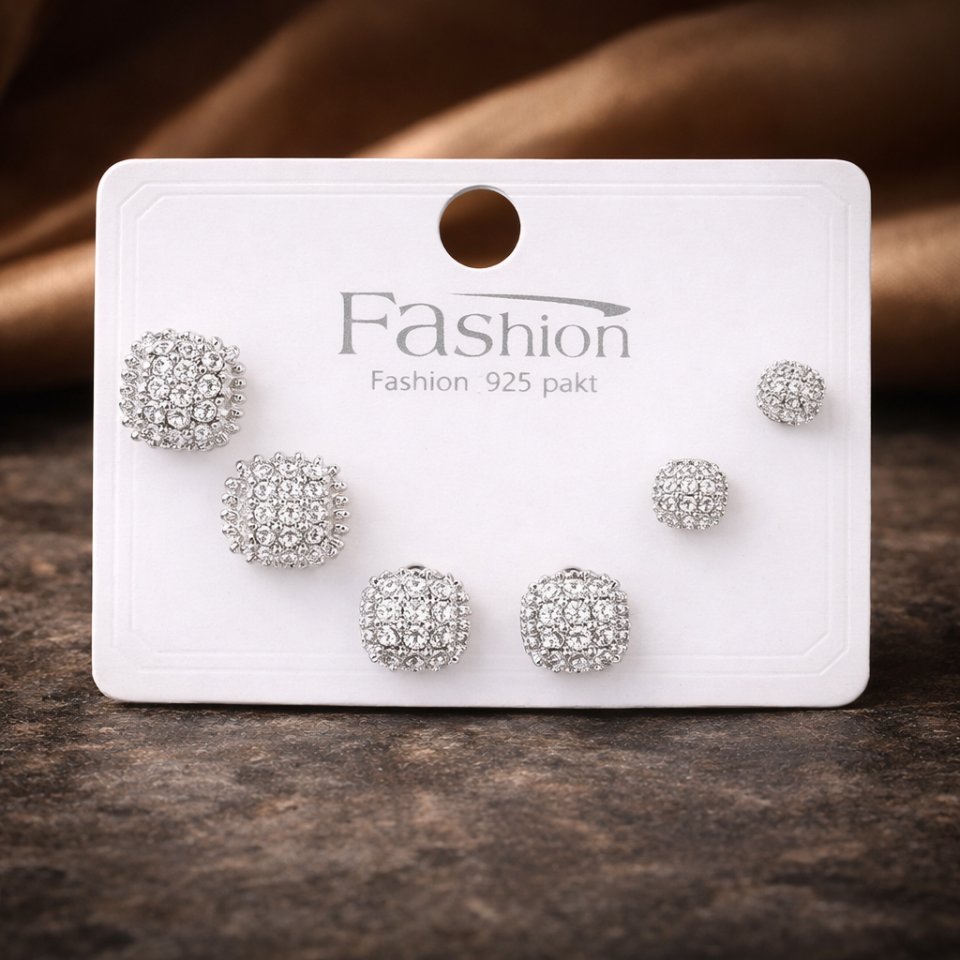 Zirkon Taşlı 6’lı Küpe Seti