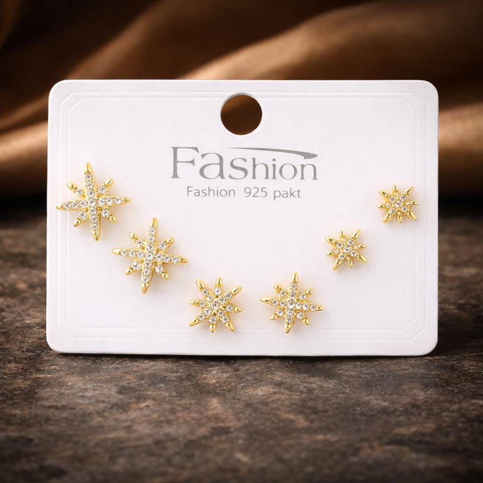 Zirkon Taşlı 6’lı Küpe Seti