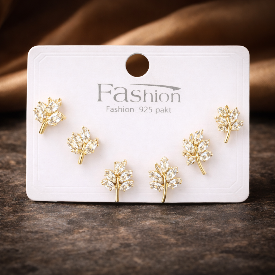 Zirkon Taşlı 6’lı Küpe Seti