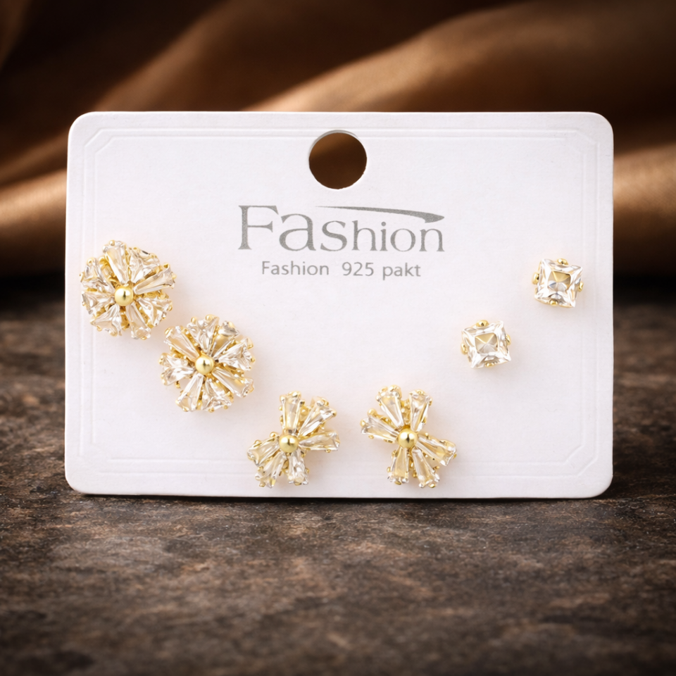 Zirkon Taşlı 6’lı Küpe Seti