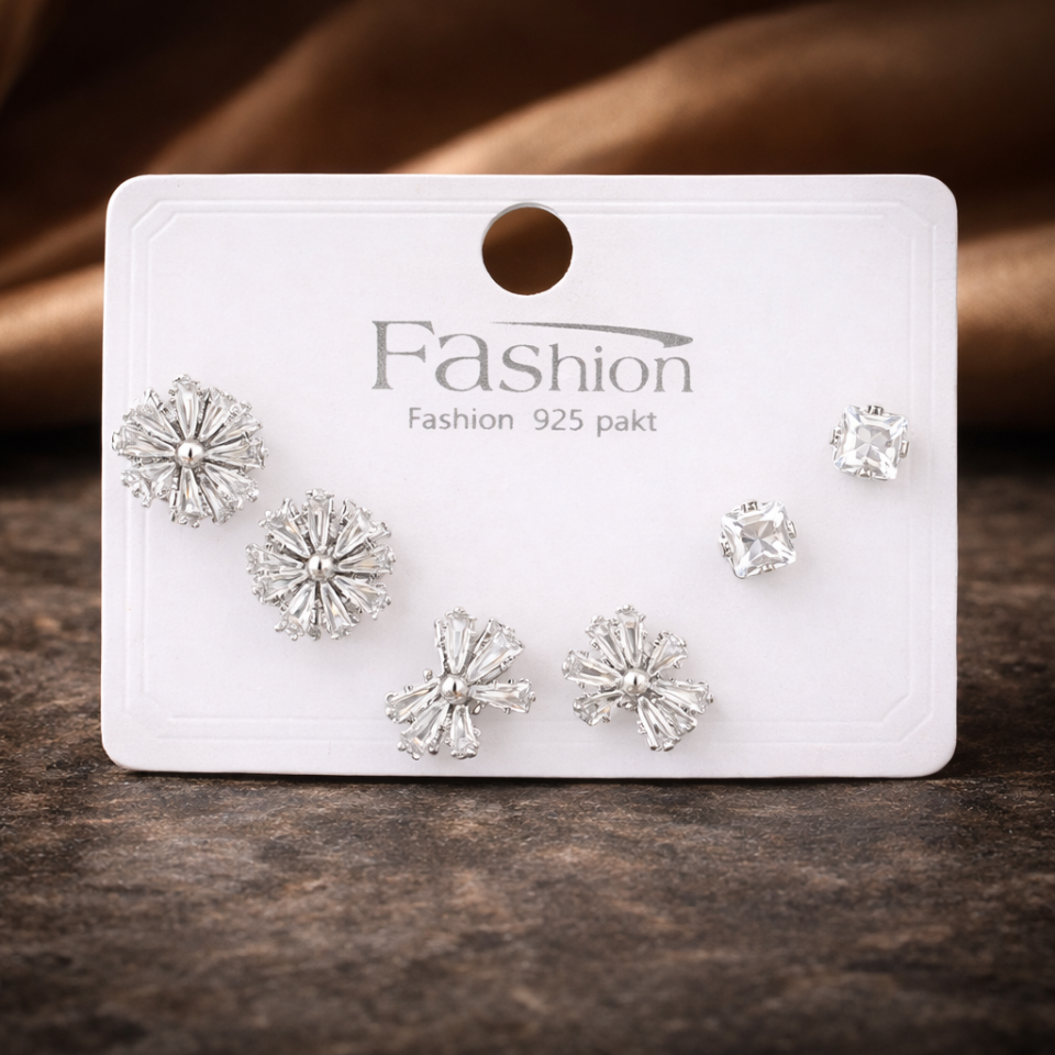 Zirkon Taşlı 6’lı Küpe Seti