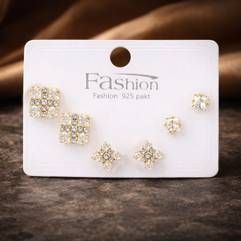 Zirkon Taşlı 6’lı Küpe Seti