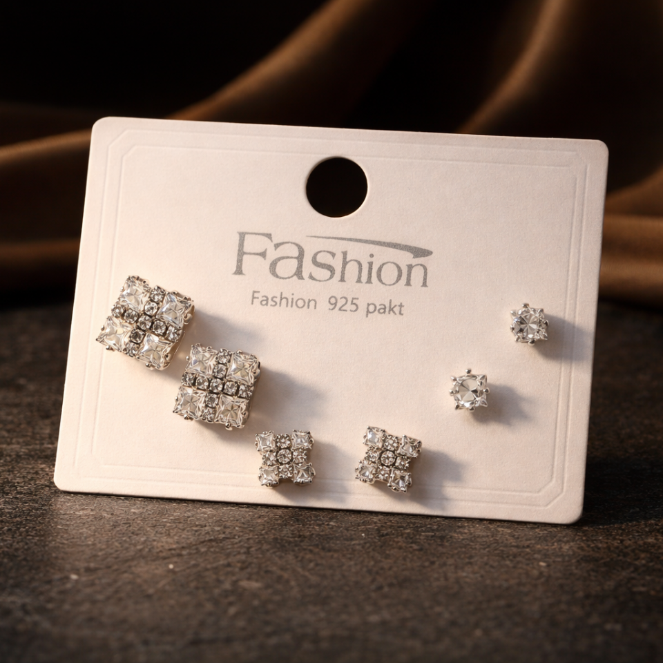 Zirkon Taşlı 6’lı Küpe Seti