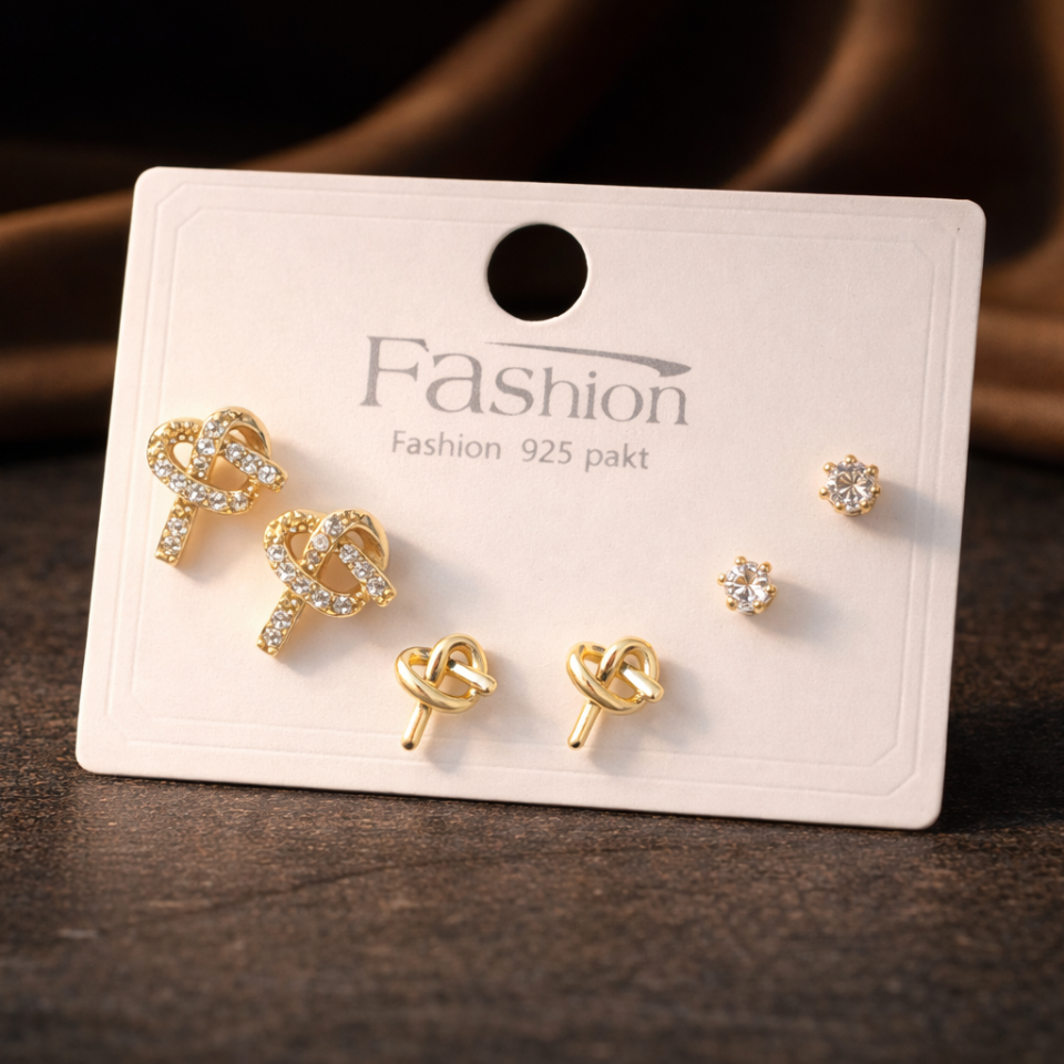 Zirkon Taşlı 6’lı Küpe Seti