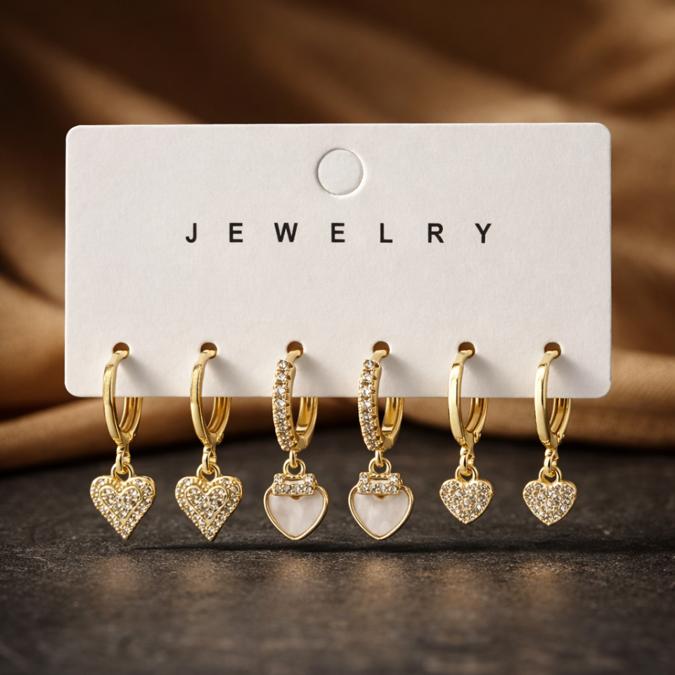 Zirkon Taşlı 6’lı Küpe Seti