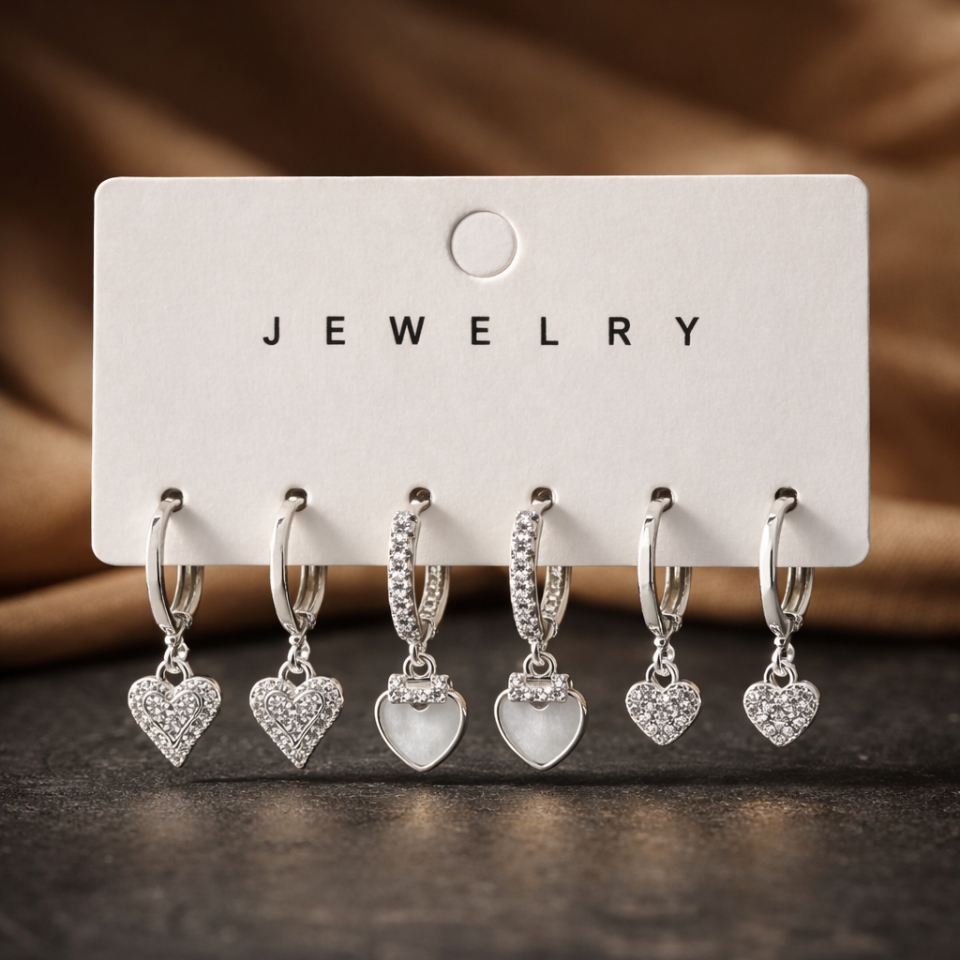 Zirkon Taşlı 6’lı Küpe Seti