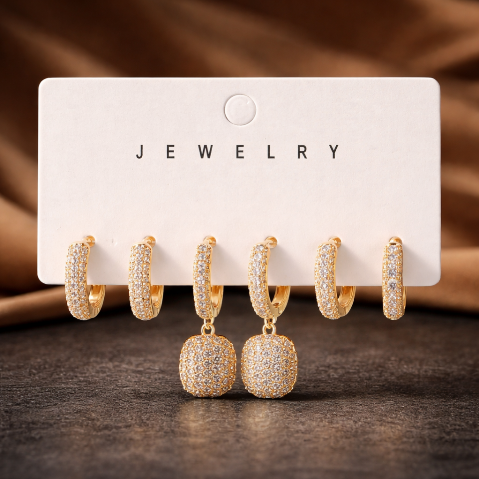 Zirkon Taşlı 6’lı Küpe Seti