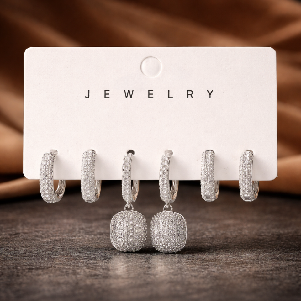 Zirkon Taşlı 6’lı Küpe Seti