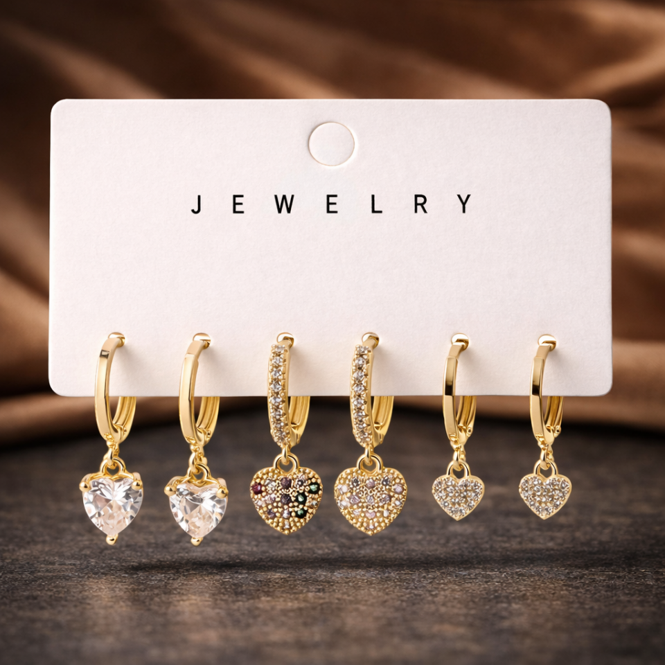 Zirkon Taşlı 6’lı Küpe Seti