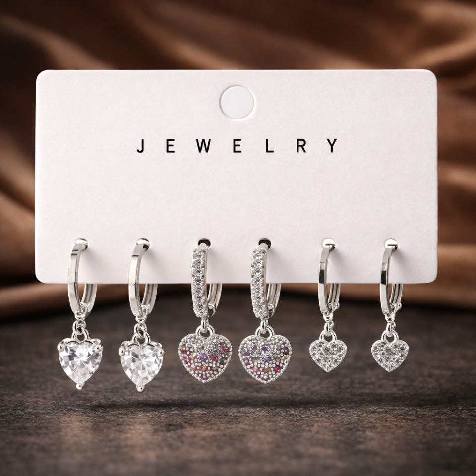 Zirkon Taşlı 6’lı Küpe Seti