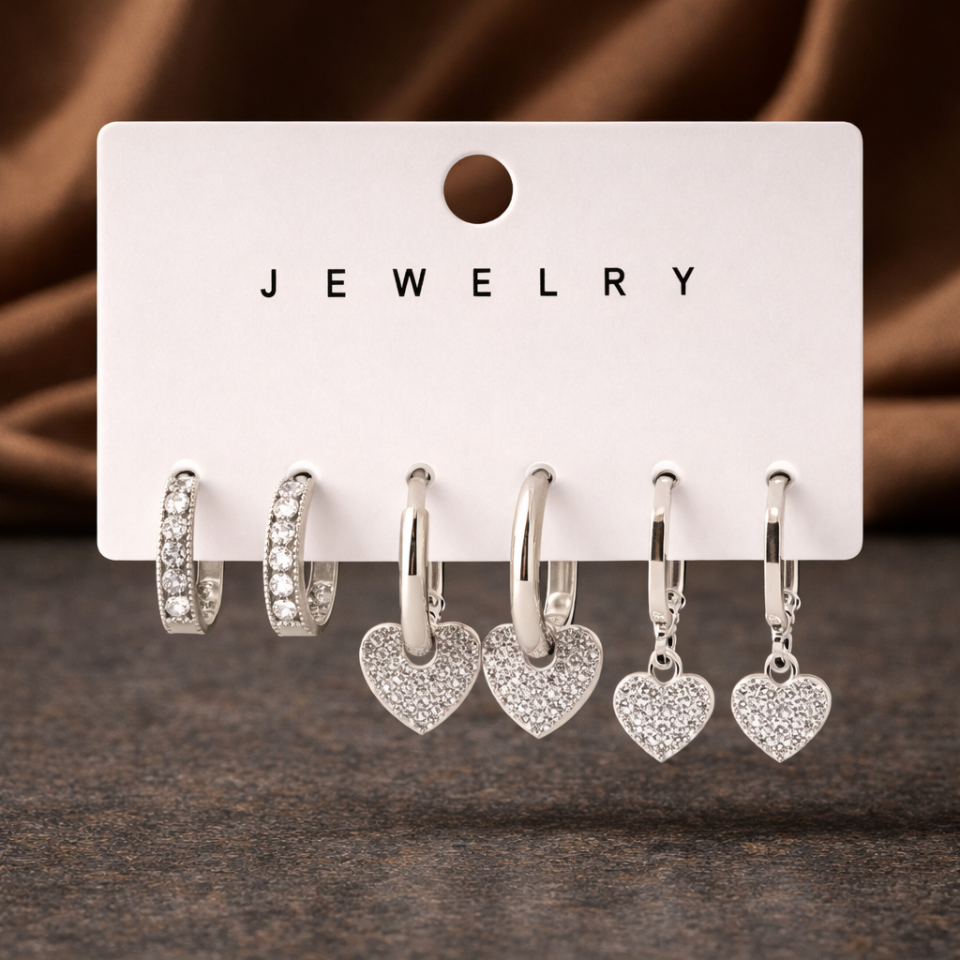 Zirkon Taşlı 6’lı Küpe Seti