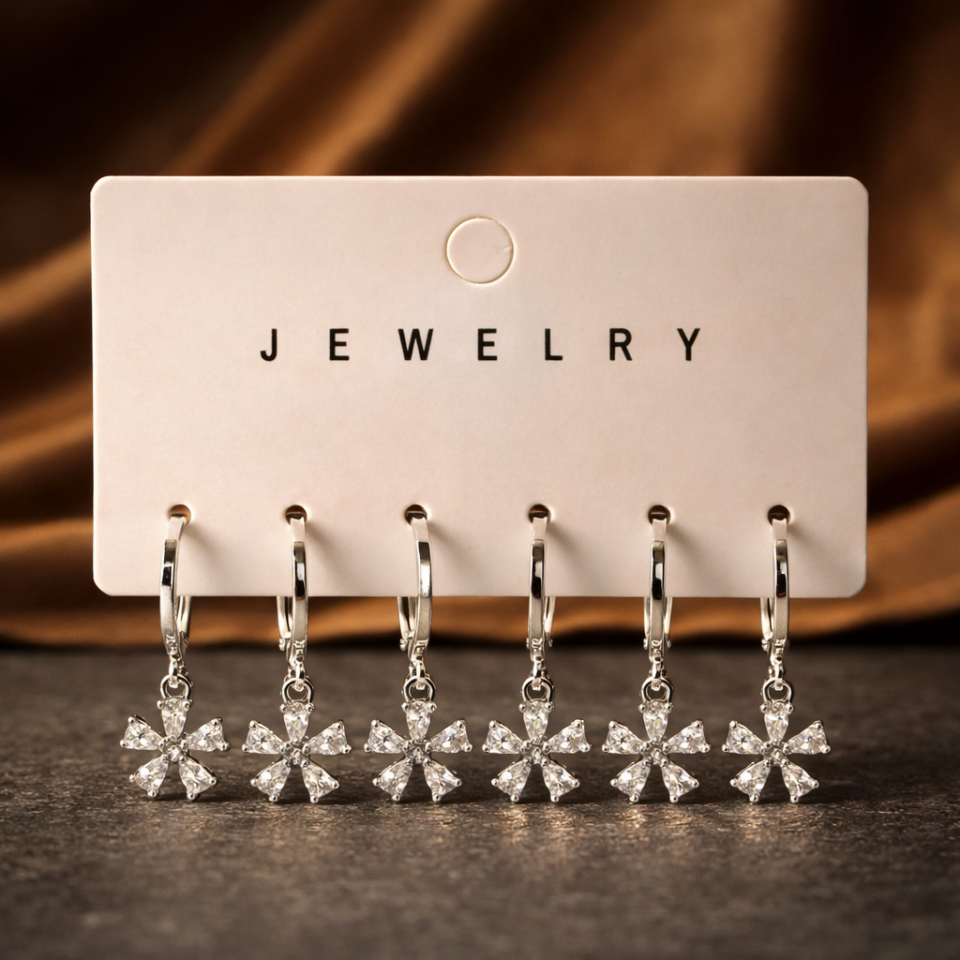 Zirkon Taşlı 6’lı Küpe Seti