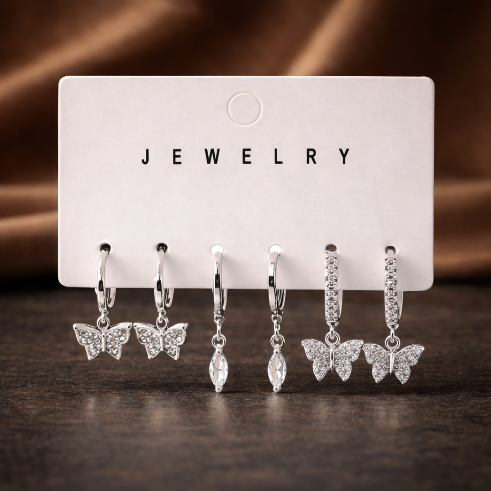 Zirkon Taşlı 6’lı Küpe Seti