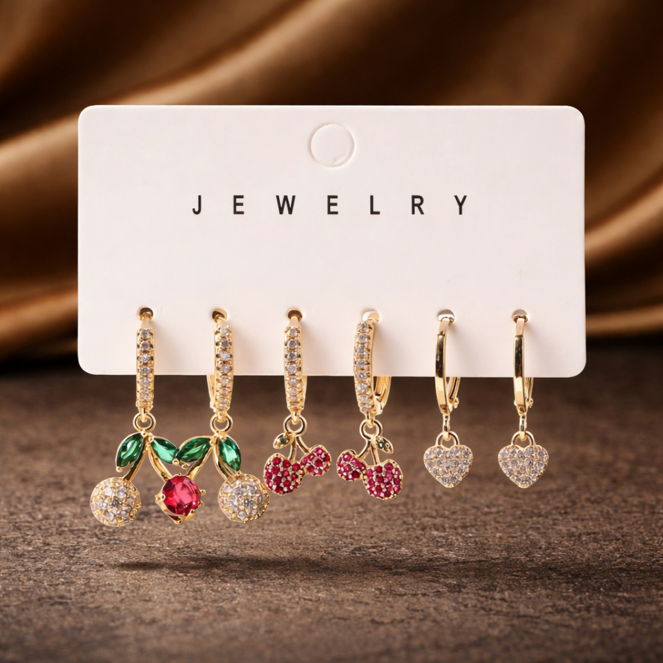 Zirkon Taşlı 6’lı Küpe Seti