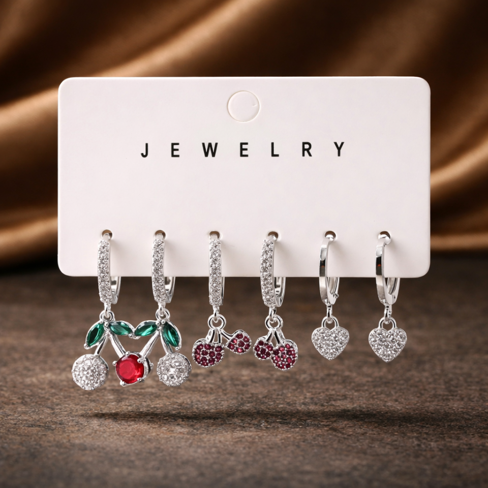 Zirkon Taşlı 6’lı Küpe Seti