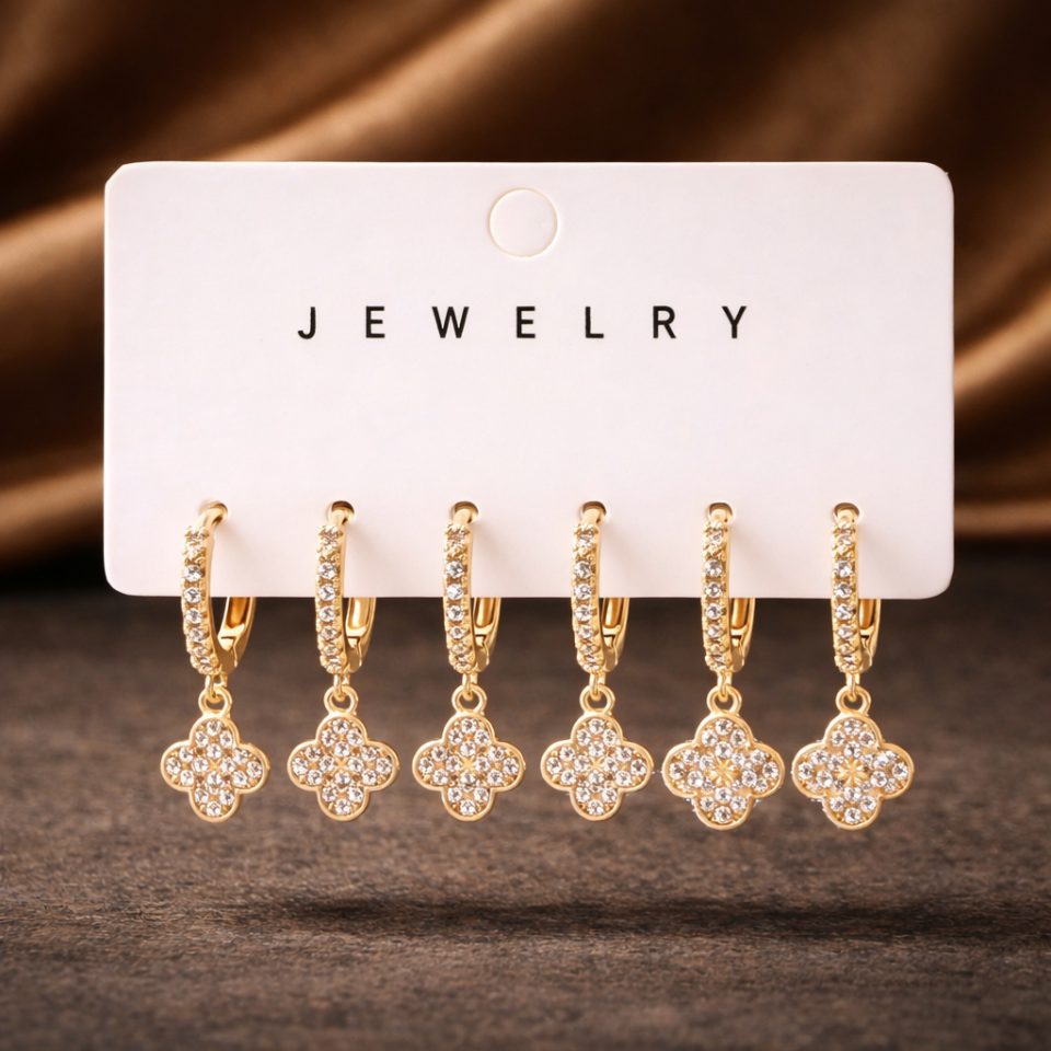 Zirkon Taşlı 6’lı Küpe Seti