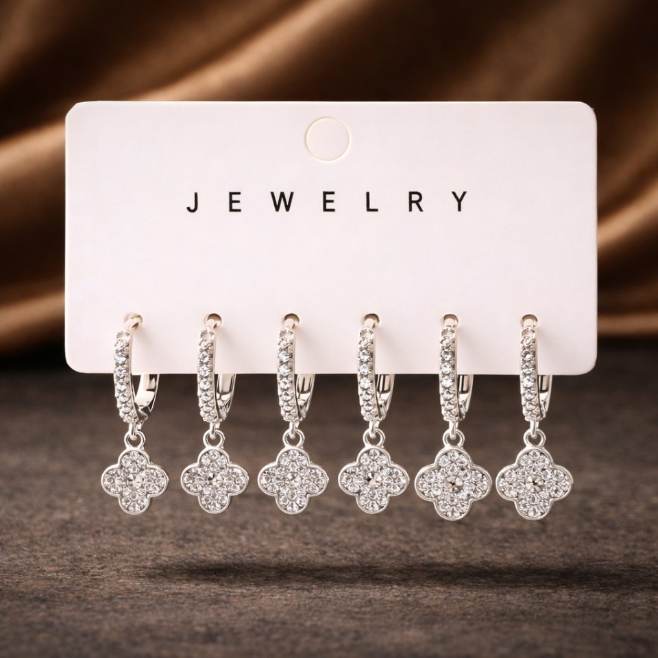 Zirkon Taşlı 6’lı Küpe Seti