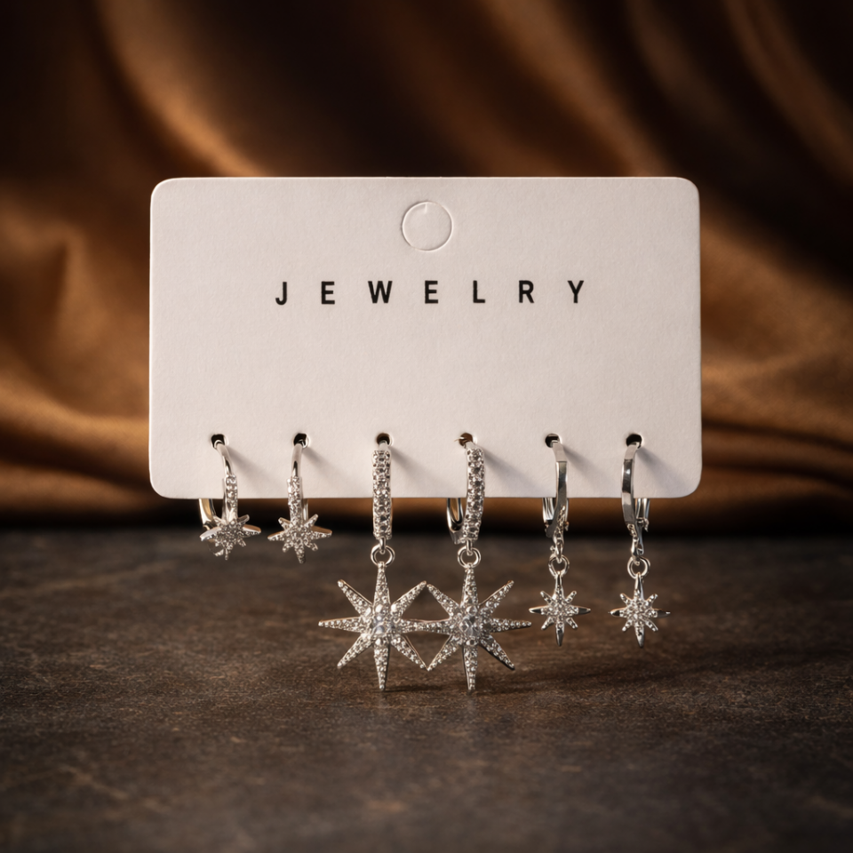 Zirkon Taşlı 6’lı Küpe Seti