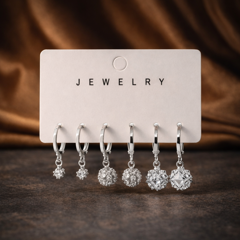 Zirkon Taşlı 6’lı Küpe Seti