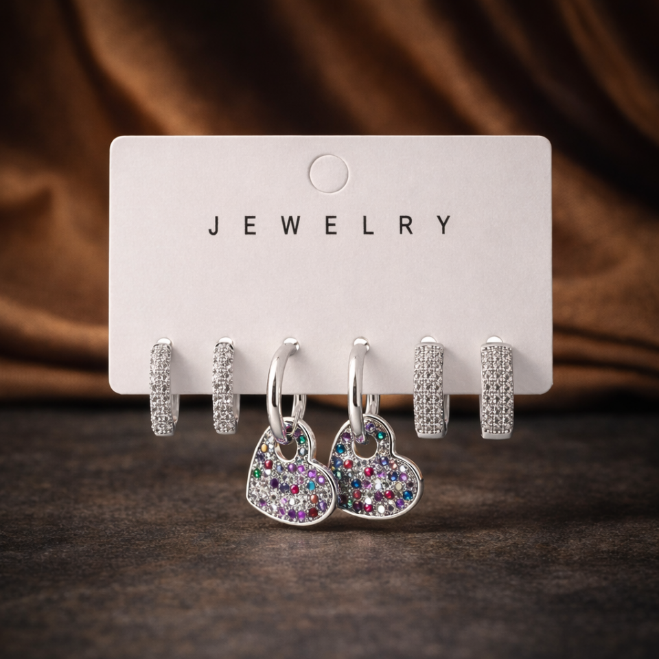 Zirkon Taşlı 6’lı Küpe Seti