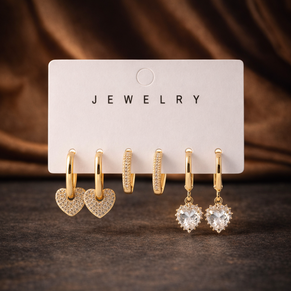 Zirkon Taşlı 6’lı Küpe Seti