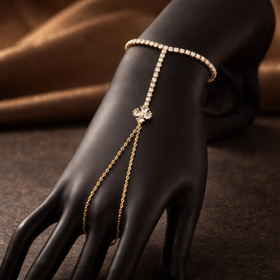 Zirkon Taşlı Yonca Figürlü Su Yolu Şahmeran Bileklik