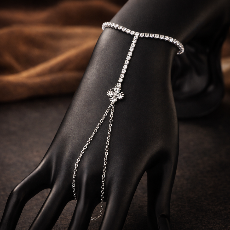 Zirkon Taşlı Yonca Figürlü Su Yolu Şahmeran Bileklik