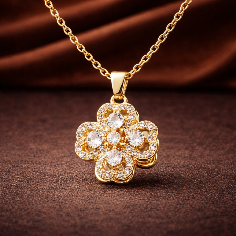 ÇELİK TAŞLI YONCA KOLYE