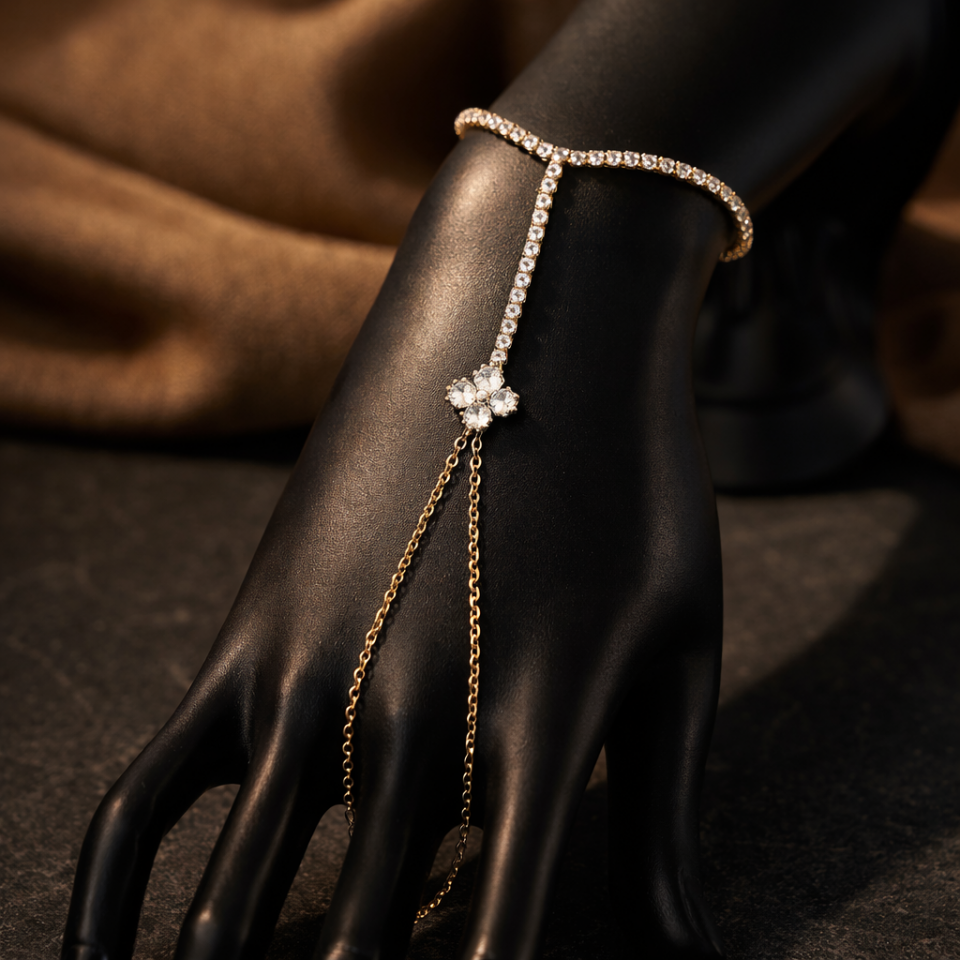 Zirkon Taşlı Yonca Figürlü Su Yolu Şahmeran Bileklik