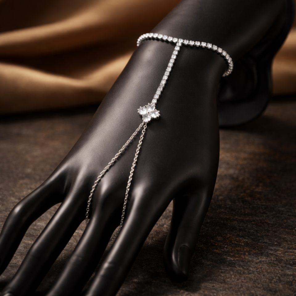 Zirkon Taşlı Yonca Figürlü Su Yolu Şahmeran Bileklik