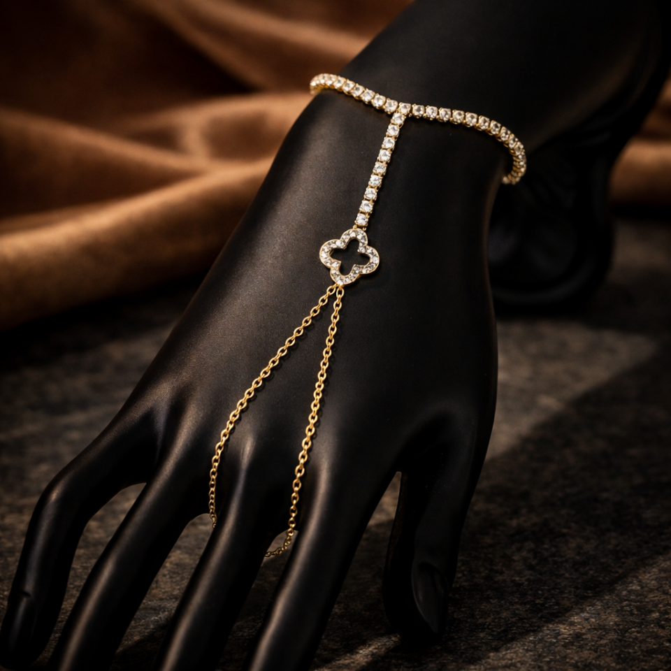 Zirkon Taşlı Yonca Figürlü Su Yolu Şahmeran Bileklik