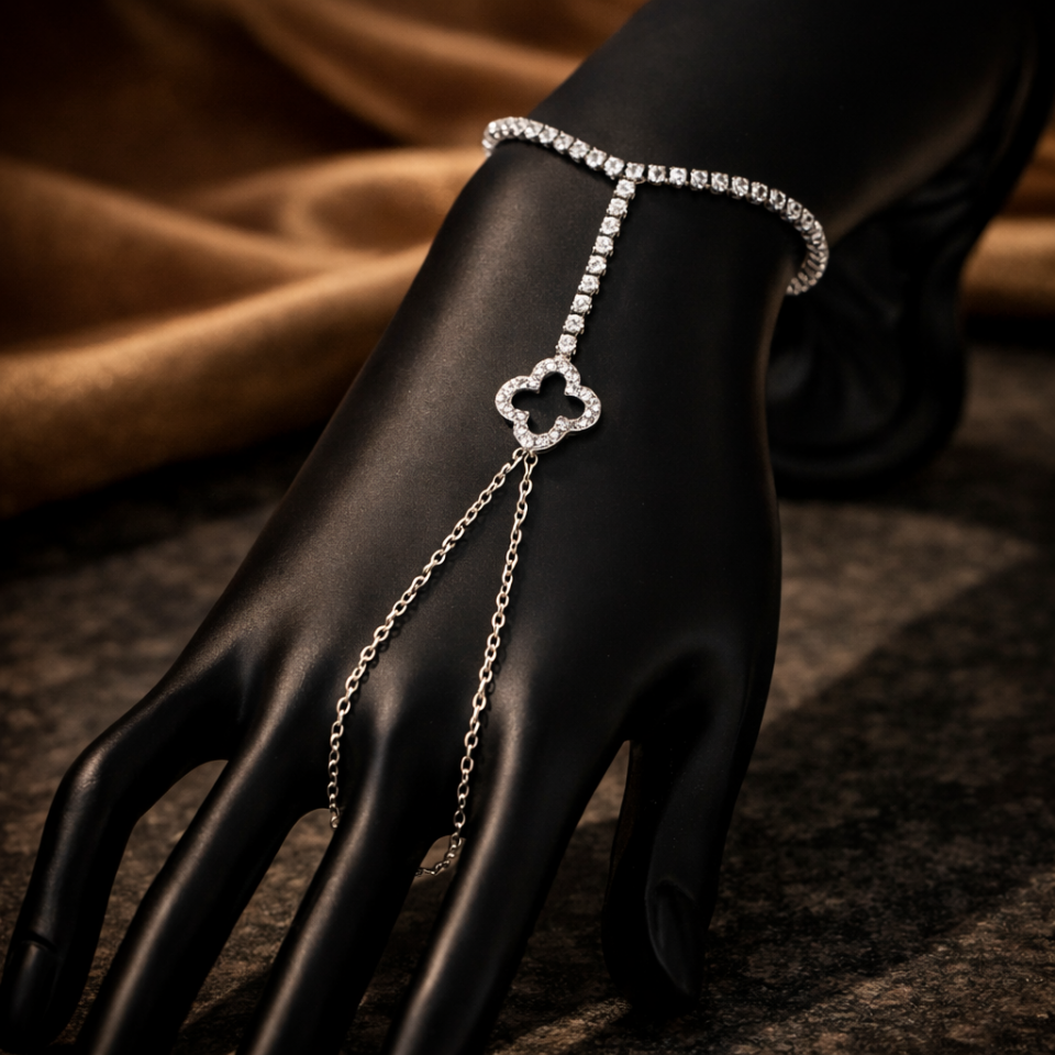 Zirkon Taşlı Yonca Figürlü Su Yolu Şahmeran Bileklik