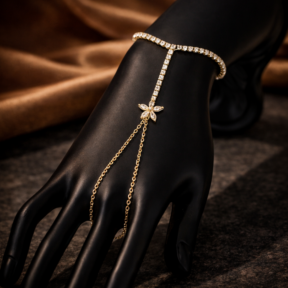 Zirkon Taşlı Çiçek Figürlü Su Yolu Şahmeran Bileklik