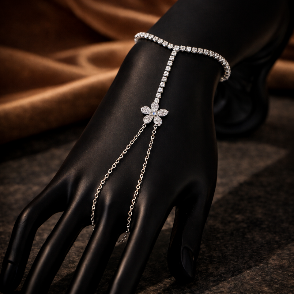 Zirkon Taşlı Çiçek Figürlü Su Yolu Şahmeran Bileklik