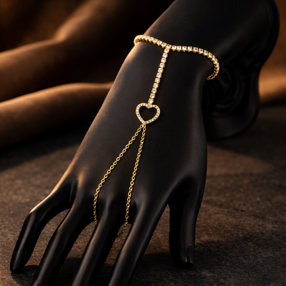 Zirkon Taşlı Kalp Figürlü Su Yolu Şahmeran Bileklik