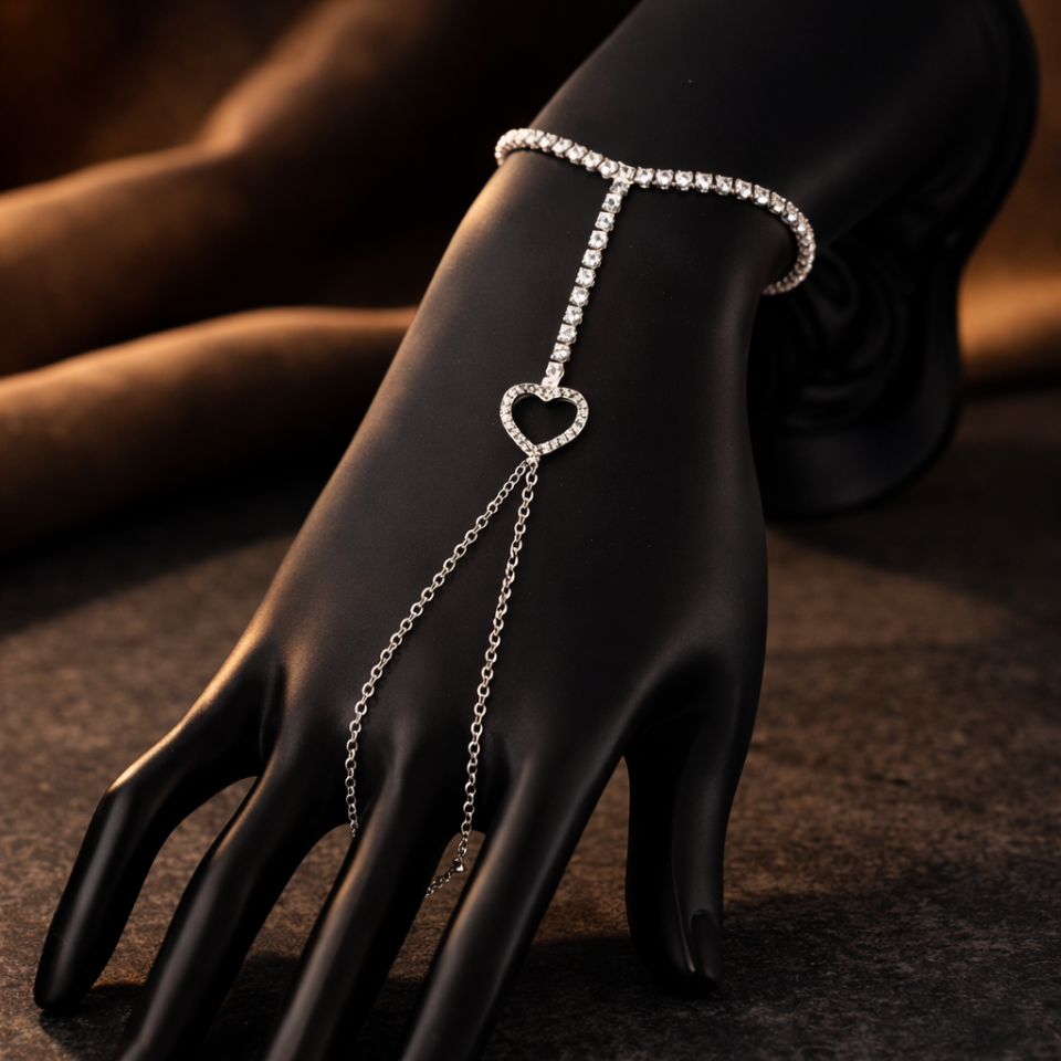 Zirkon Taşlı Kalp Figürlü Su Yolu Şahmeran Bileklik