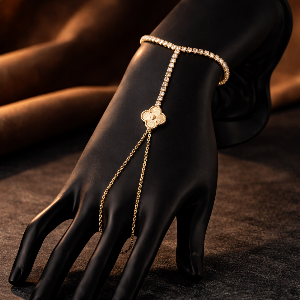 Zirkon Taşlı Yonca Figürlü Su Yolu Şahmeran Bileklik