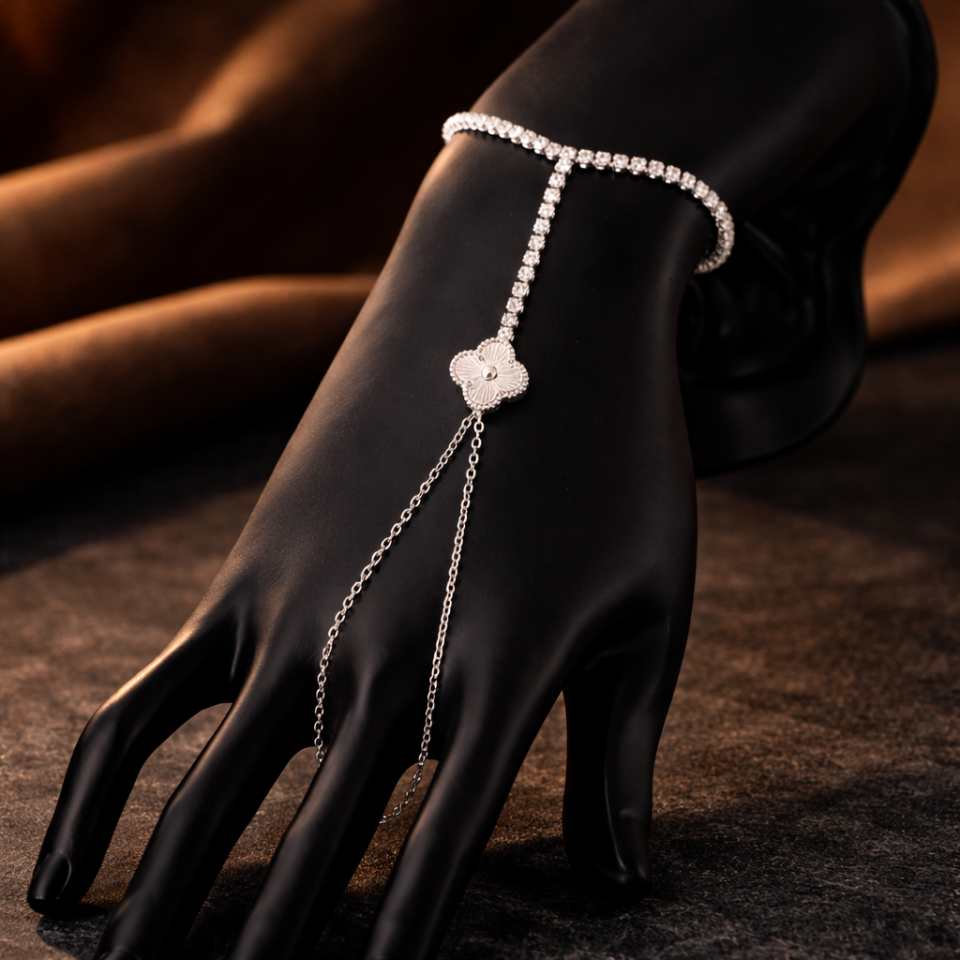 Zirkon Taşlı Yonca Figürlü Su Yolu Şahmeran Bileklik