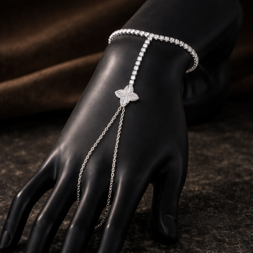 Zirkon Taşlı Yonca Figürlü Su Yolu Şahmeran Bileklik