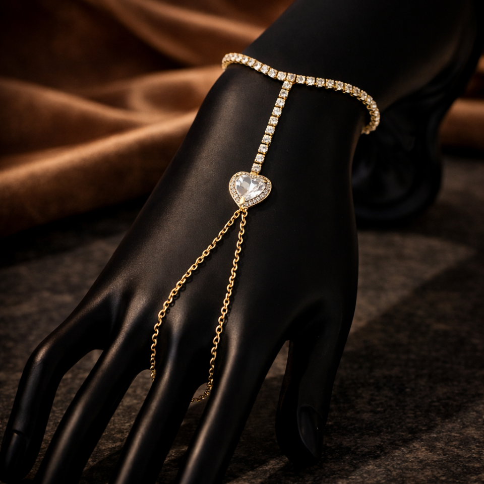 Zirkon Taşlı Kalp Figürlü Su Yolu Şahmeran Bileklik