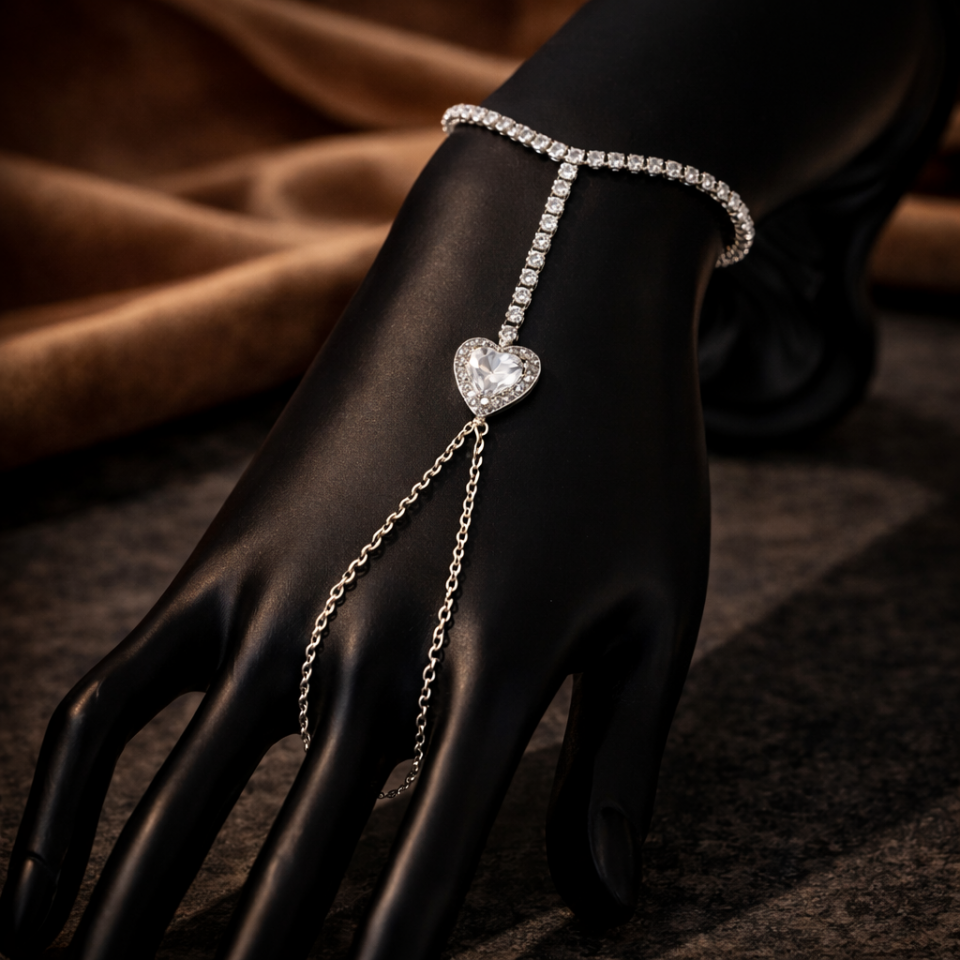 Zirkon Taşlı Kalp Figürlü Su Yolu Şahmeran Bileklik