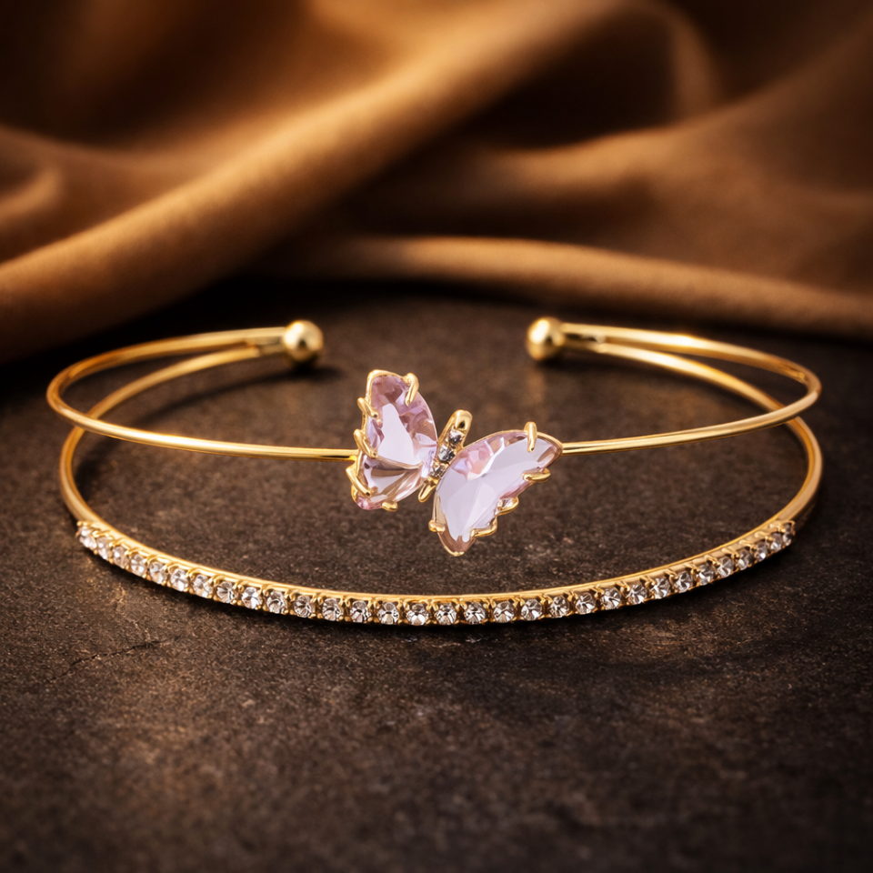 Zirkon Taşlı Kelebek Figürlü Kelepçe