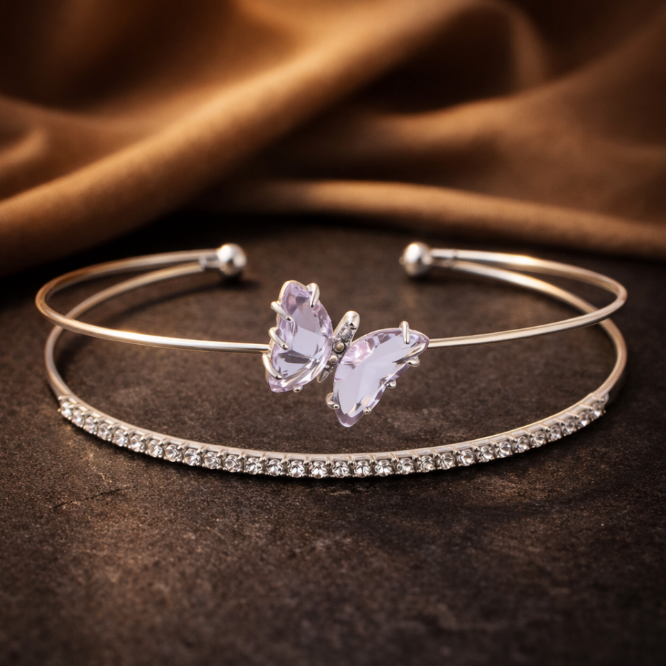 Zirkon Taşlı Kelebek Figürlü Kelepçe