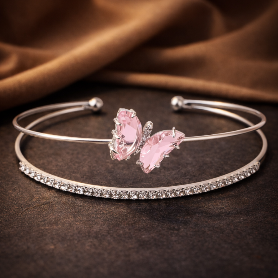 Zirkon Taşlı Kelebek Figürlü Kelepçe