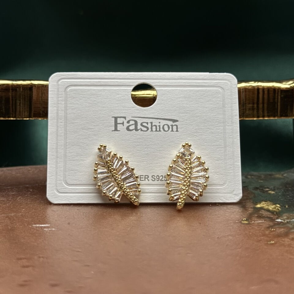 Zirkon Taşlı Yaprak Çıtır Küpe