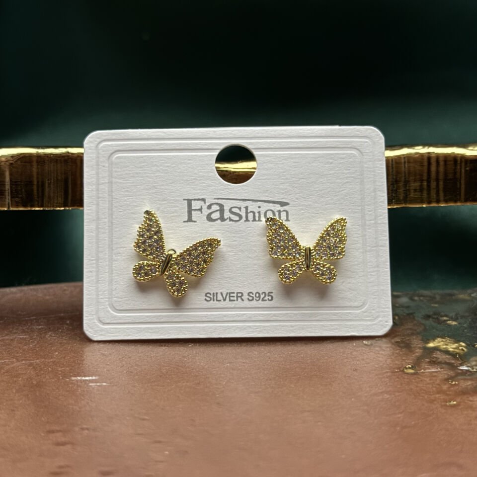 Zirkon Taşlı Kelebek Çıtır Küpe