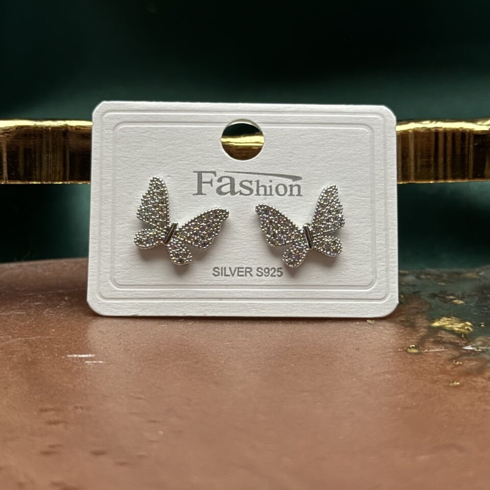 Zirkon Taşlı Kelebek Çıtır Küpe