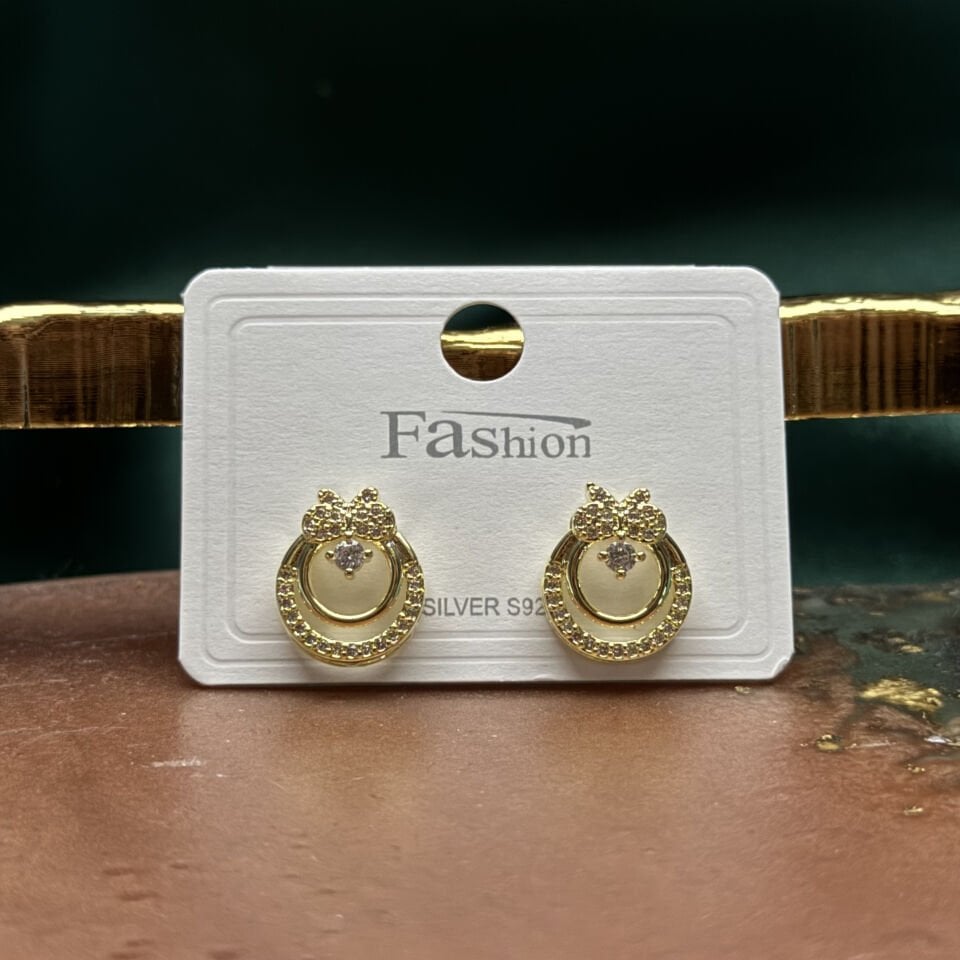 Zirkon Taşlı Fiyonk Detaylı Çıtır Küpe