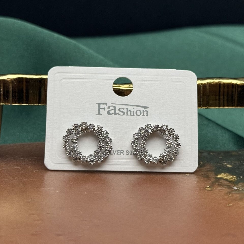 Zirkon Taşlı Çift Halka Form Çıtır Küpe