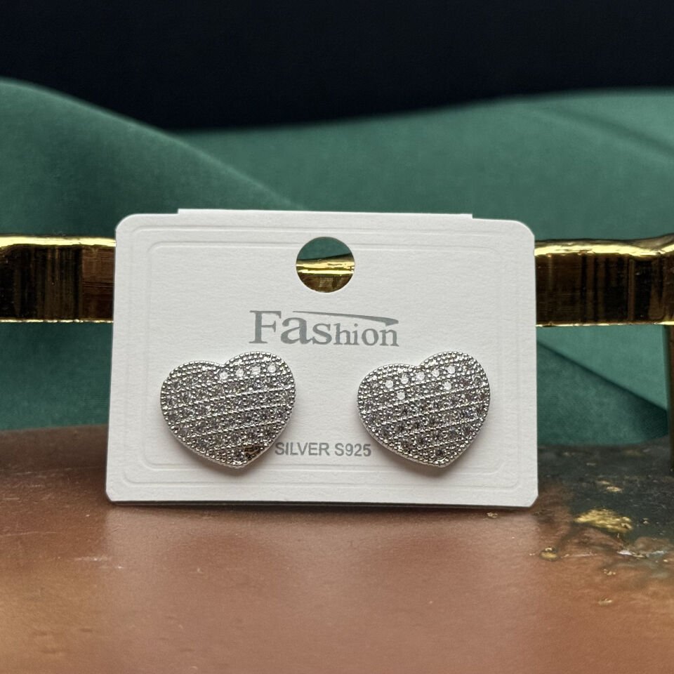 Zirkon Taşlı Kalp Formlu Çıtır Küpe